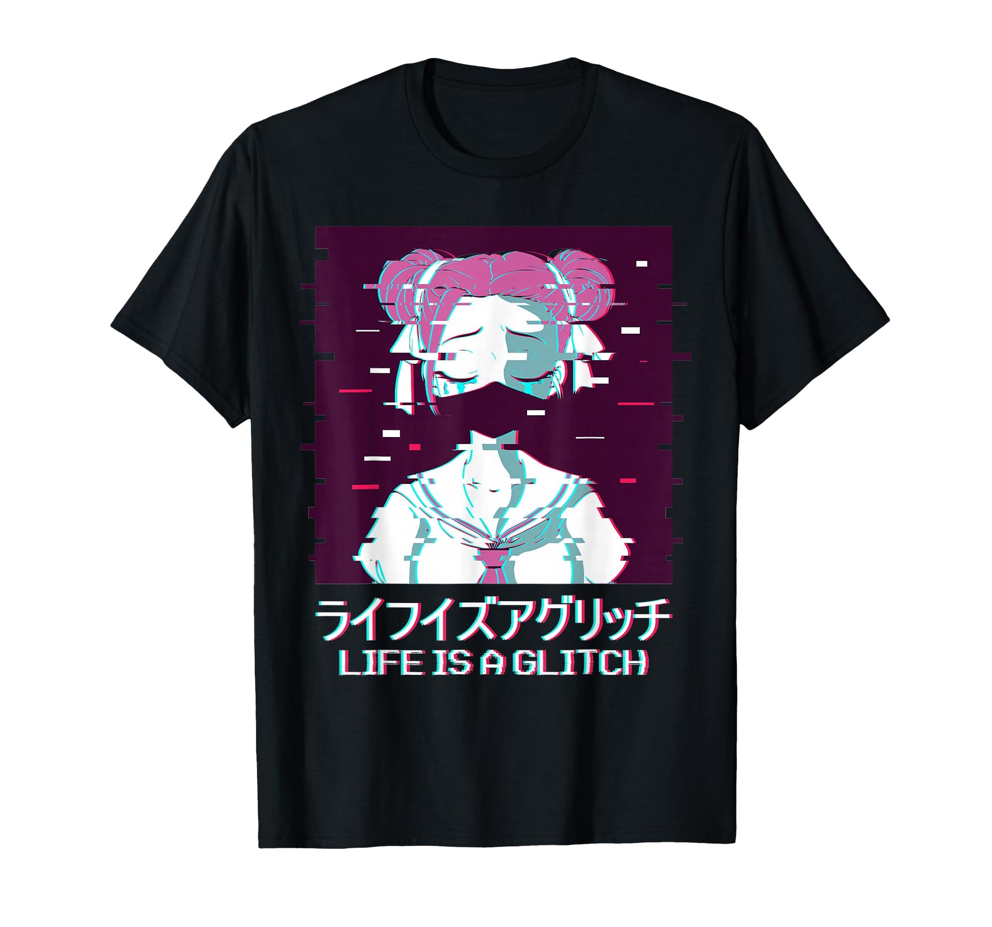 Life Is Glitch Geisha Anime T-Shirt - Streetwear Style for Adults - T-Shirt, Sweatshirt, Hoodie