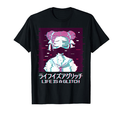 Life Is Glitch Geisha Anime T-Shirt - Streetwear Style for Adults - T-Shirt, Sweatshirt, Hoodie