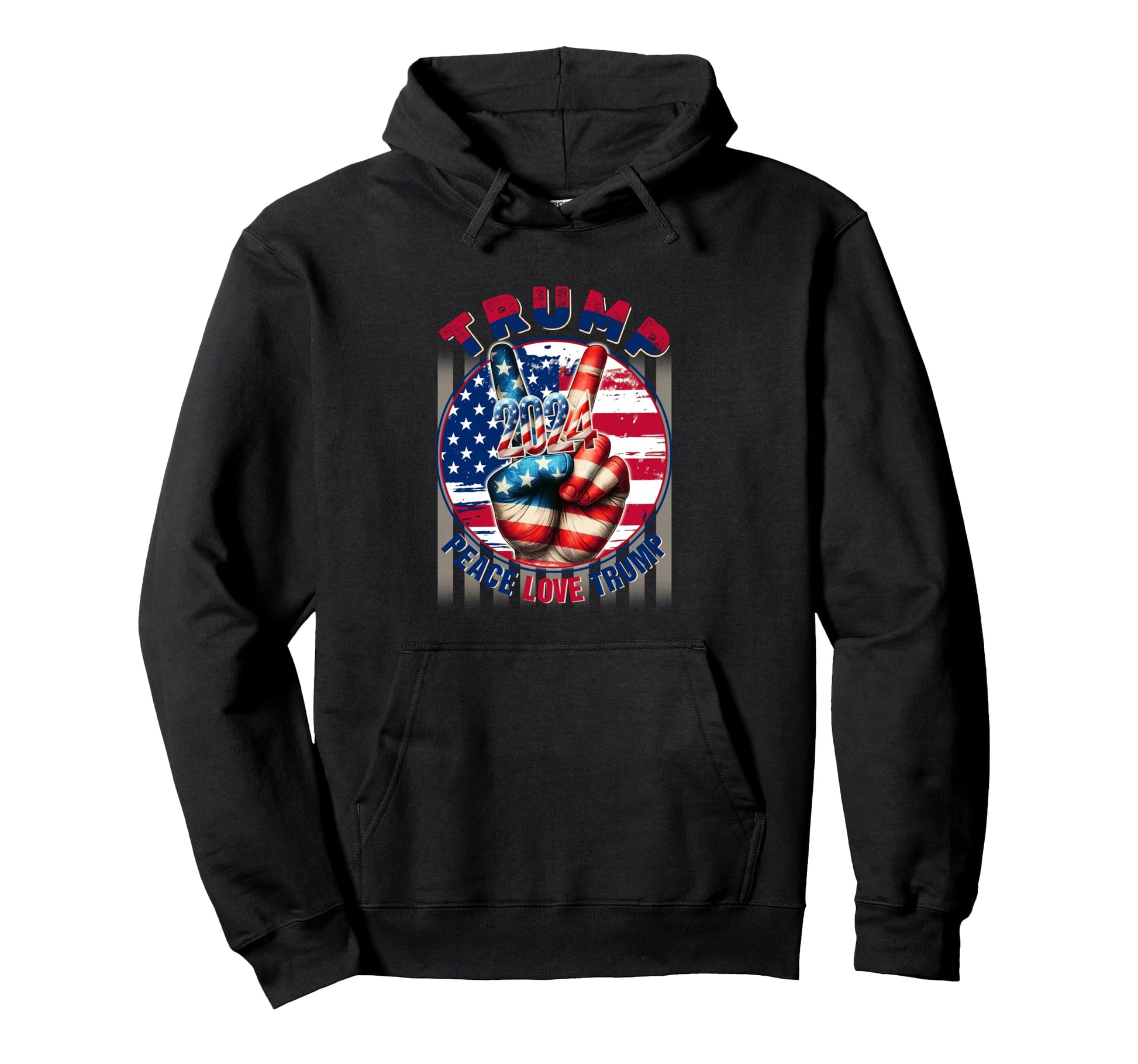 Peace Love Trump Hoodie - Graphic Print for Adults - T-Shirt, Sweatshirt, Hoodie