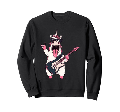 Funny Unicorn Guitar Rock Music Sweatshirt - Graphic Print Men Women - T-Shirt, Sweatshirt, Hoodie