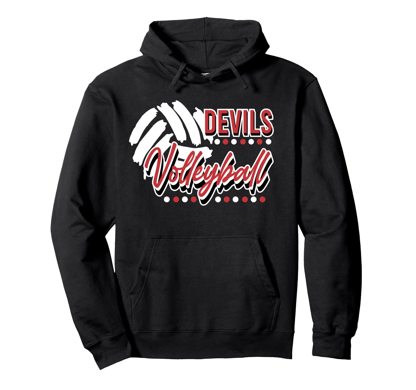 Red Devils Volleyball Mom School Hoodie - Novelty Apparel for Adults - T-Shirt, Sweatshirt, Hoodie