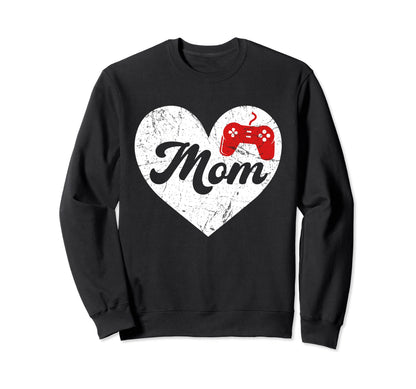 Mothers Day Distressed Heart Video Sweatshirt - Novelty Apparel for Adults - T-Shirt, Sweatshirt, Hoodie