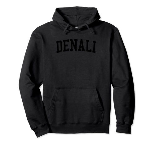 Denali Distressed Black Varsity Hoodie - Fun Novelty Design for Adults - T-Shirt, Sweatshirt, Hoodie