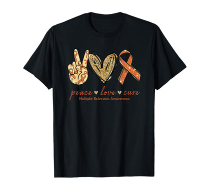 Multiple Sclerosis Awareness Peace Love T-Shirt - Unique Graphic for Adults - T-Shirt, Sweatshirt, Hoodie