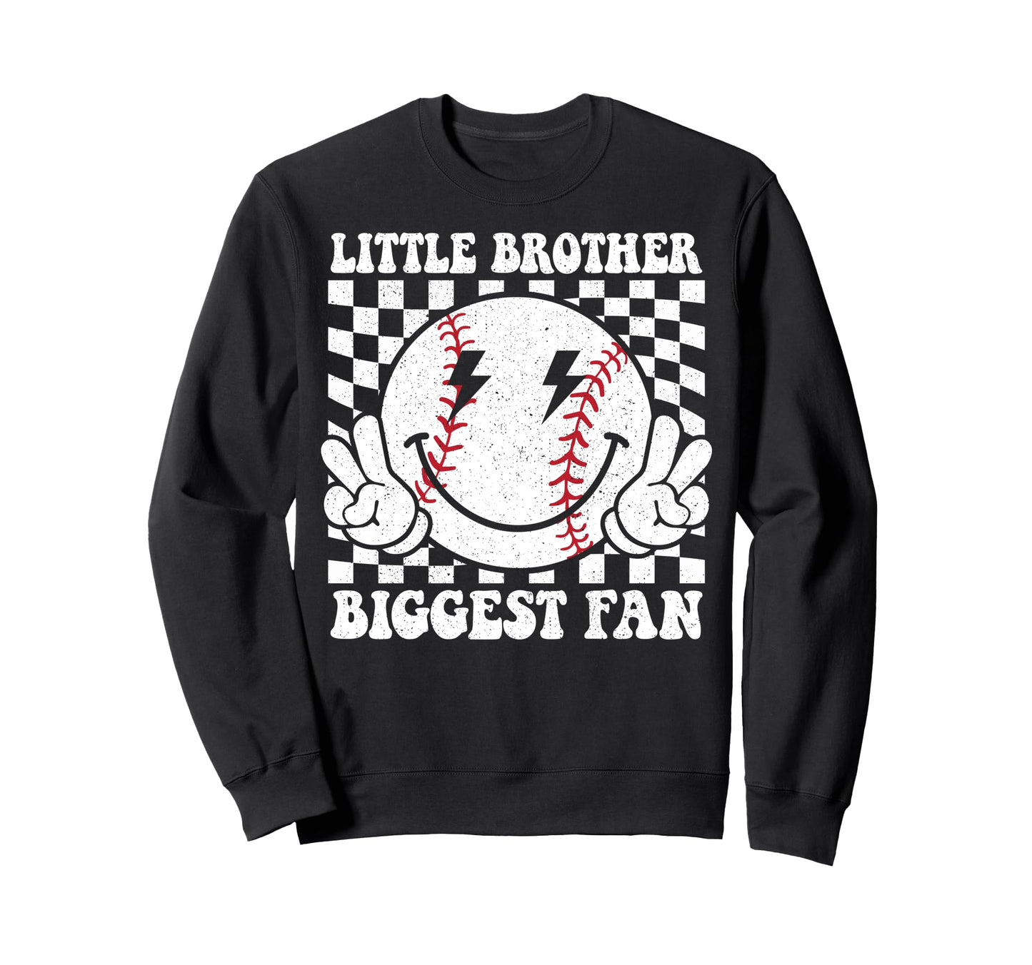 Little Brother Biggest Fan Baseball Sweatshirt - Unique Graphic Unisex - T-Shirt, Sweatshirt, Hoodie