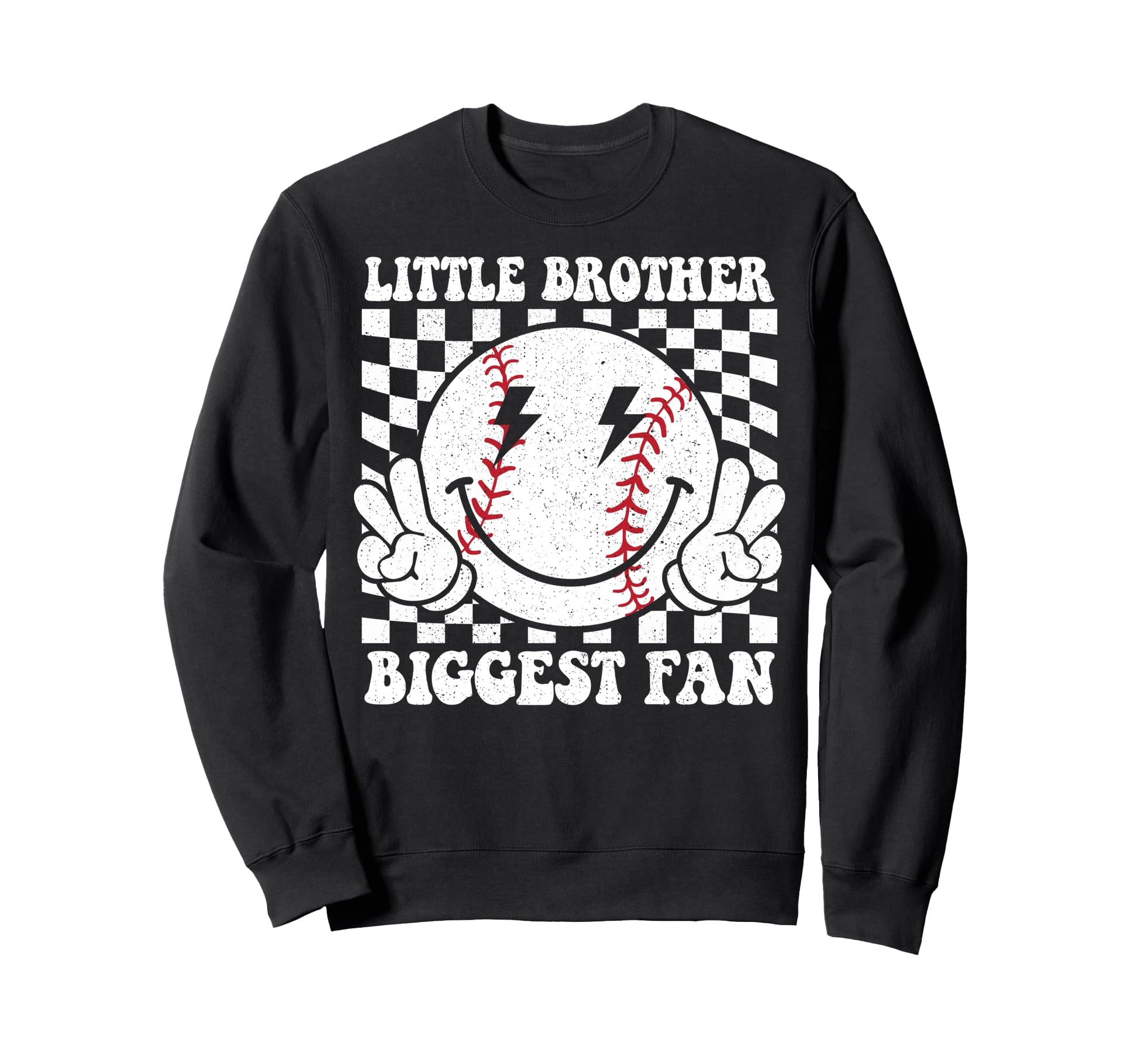 Little Brother Biggest Fan Baseball Sweatshirt - Unique Graphic Unisex - T-Shirt, Sweatshirt, Hoodie