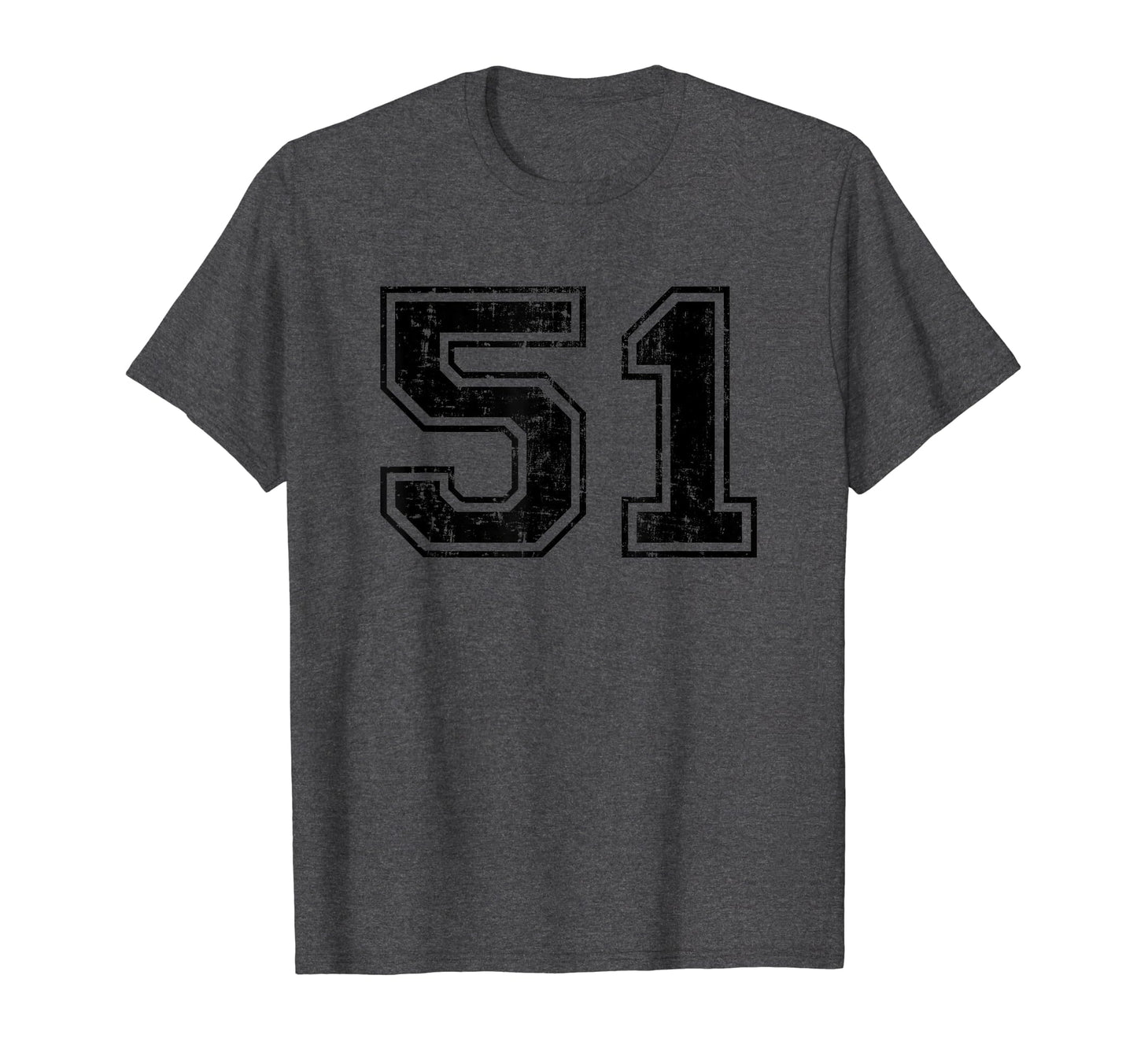 Number 51 Varsity Distressed Sport Team T-Shirt - Trendy Graphic Unisex - T-Shirt, Sweatshirt, Hoodie
