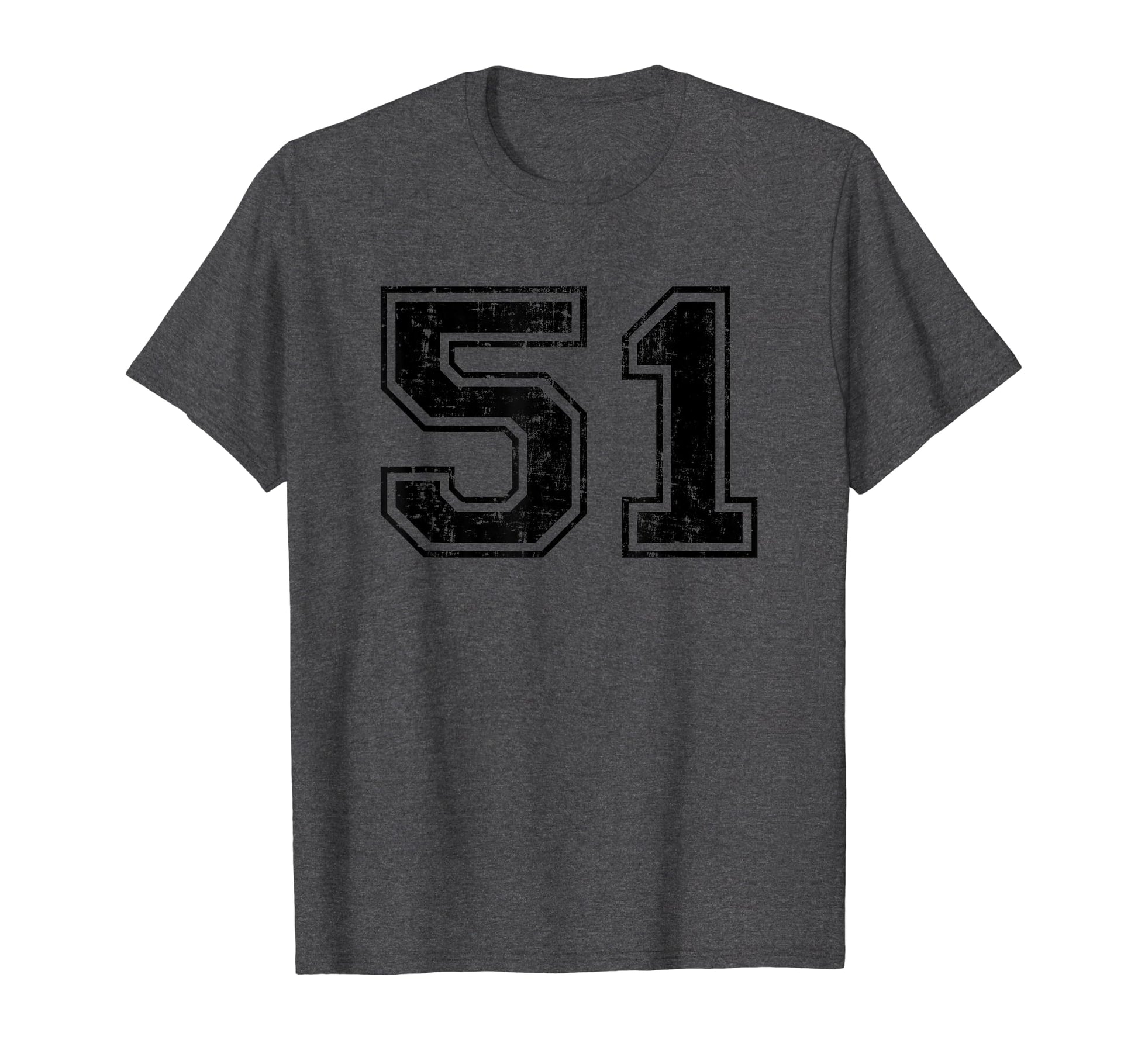 Number 51 Varsity Distressed Sport Team T-Shirt - Trendy Graphic Unisex - T-Shirt, Sweatshirt, Hoodie