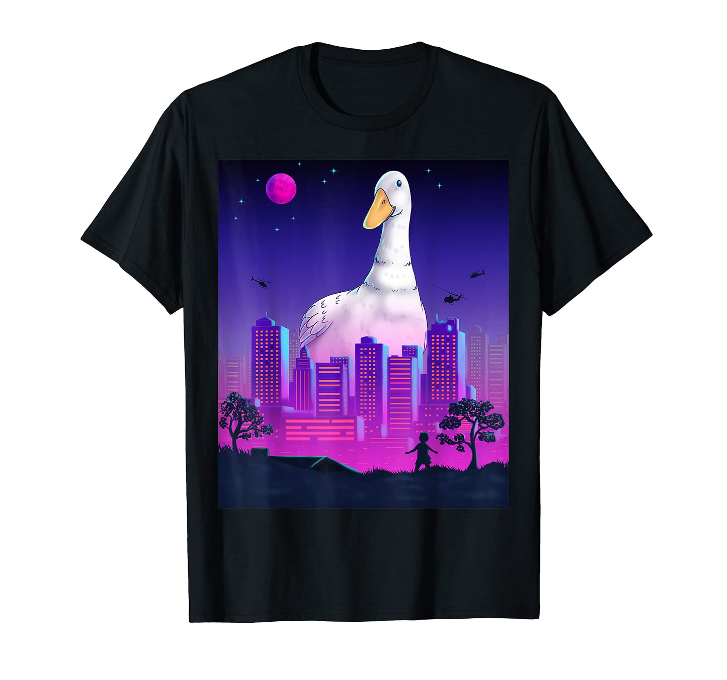 Giant Duck Vaporwave Synthwave T-Shirt - Unique Graphic for Adults - T-Shirt, Sweatshirt, Hoodie