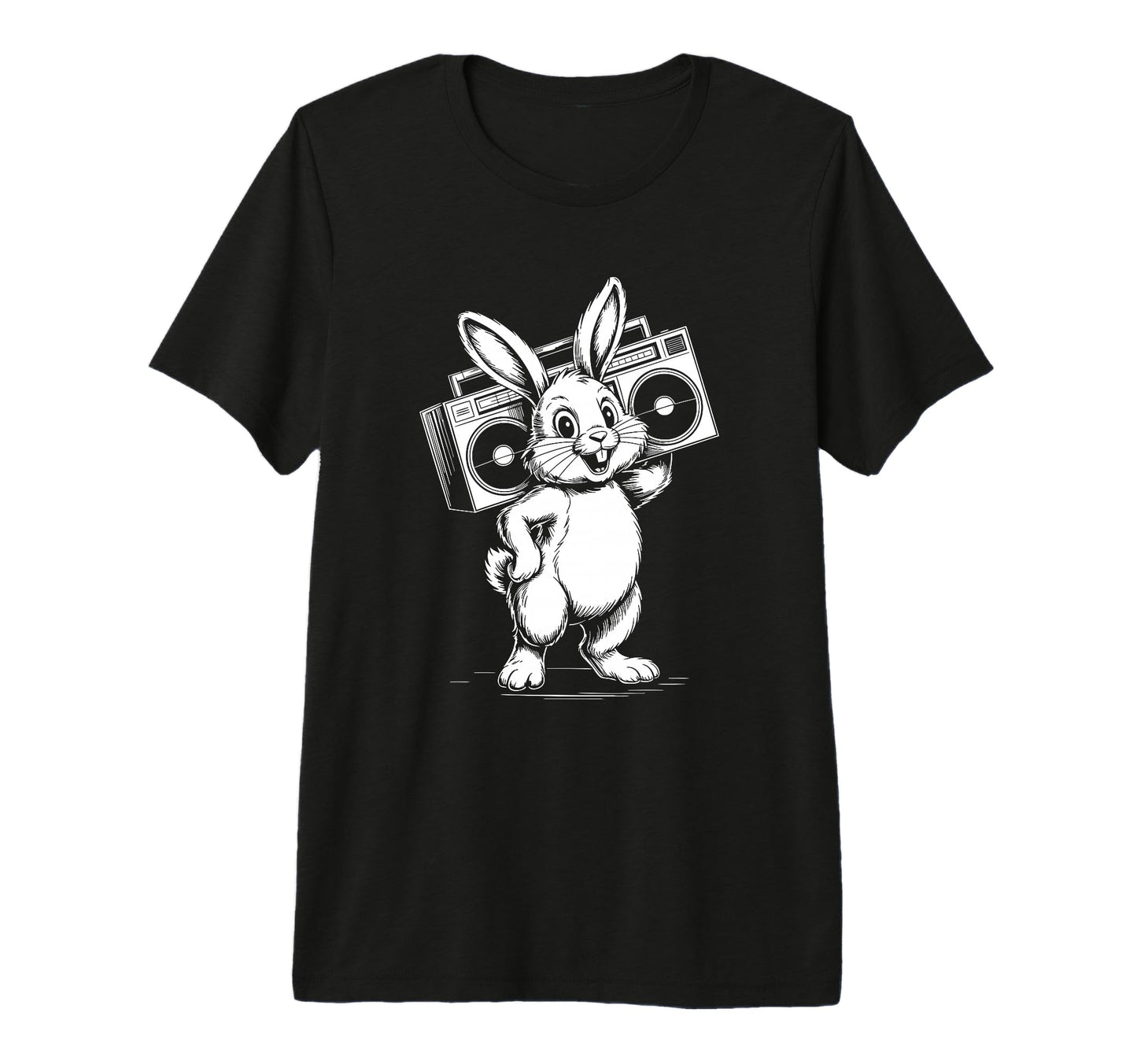 Funny Bunny Boombox Music Lover Tri T-Shirt - Custom Art Print for Adults - T-Shirt, Sweatshirt, Hoodie