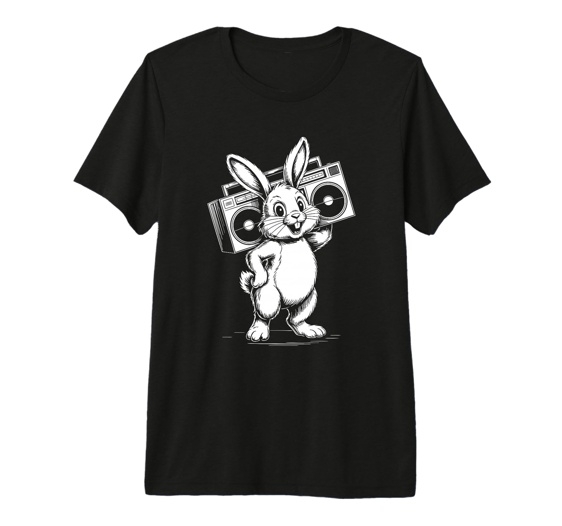 Funny Bunny Boombox Music Lover Tri T-Shirt - Custom Art Print for Adults - T-Shirt, Sweatshirt, Hoodie
