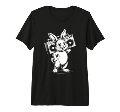 Funny Bunny Boombox Music Lover Tri T-Shirt - Custom Art Print for Adults - T-Shirt, Sweatshirt, Hoodie