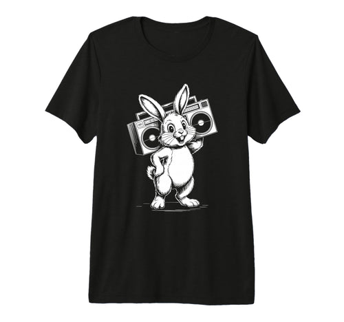Funny Bunny Boombox Music Lover Tri T-Shirt - Custom Art Print for Adults - T-Shirt, Sweatshirt, Hoodie