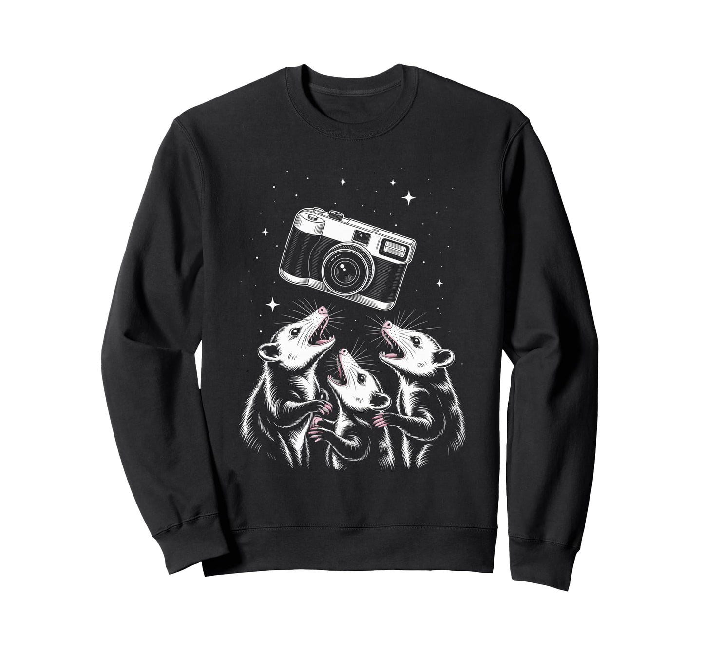 Opossum Camera Photography Scene Sweatshirt - Aesthetic Graphic for Adults - T-Shirt, Sweatshirt, Hoodie