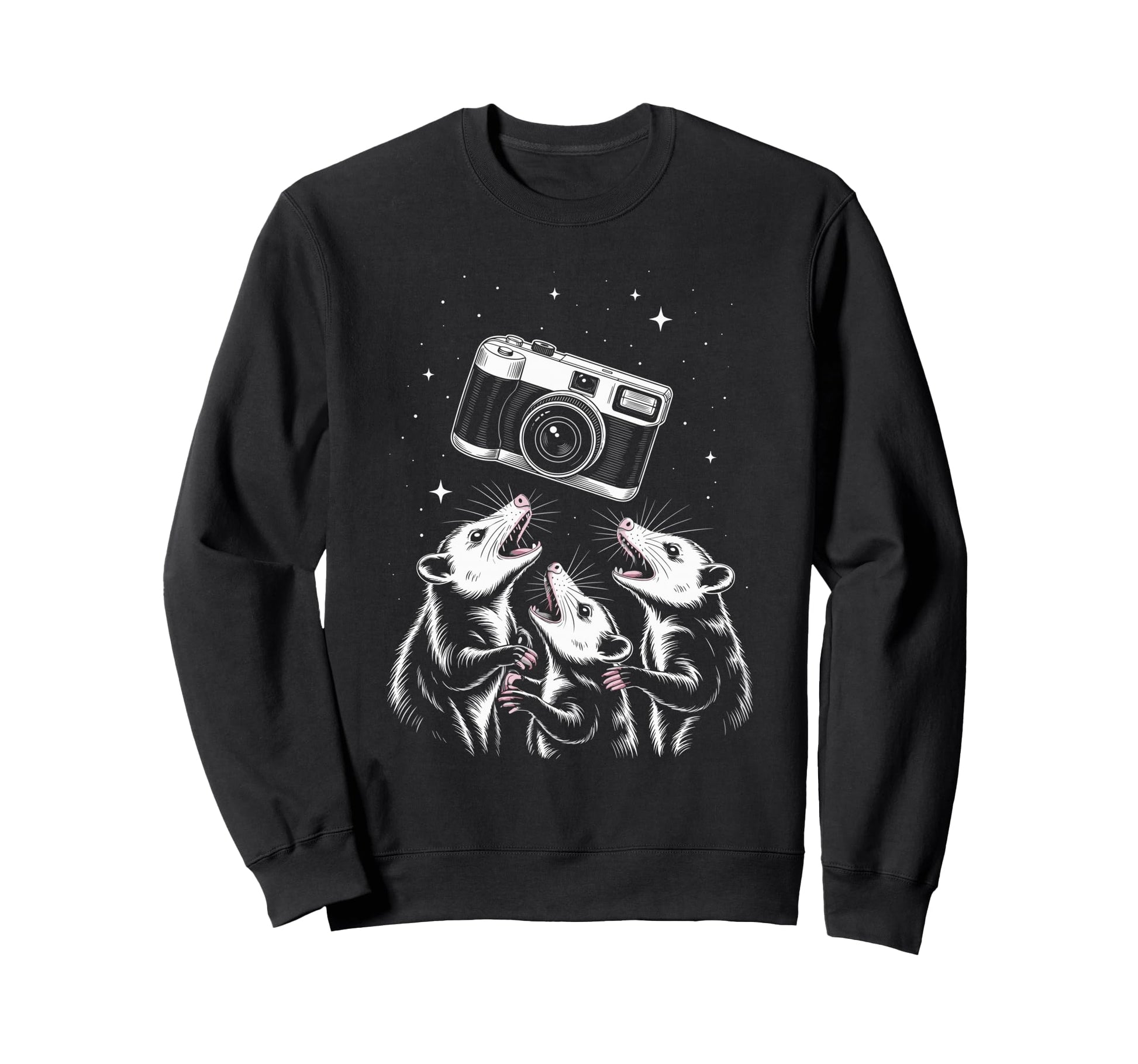Opossum Camera Photography Scene Sweatshirt - Aesthetic Graphic for Adults - T-Shirt, Sweatshirt, Hoodie