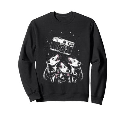 Opossum Camera Photography Scene Sweatshirt - Aesthetic Graphic for Adults - T-Shirt, Sweatshirt, Hoodie