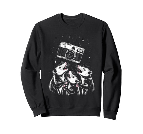 Opossum Camera Photography Scene Sweatshirt - Aesthetic Graphic for Adults - T-Shirt, Sweatshirt, Hoodie