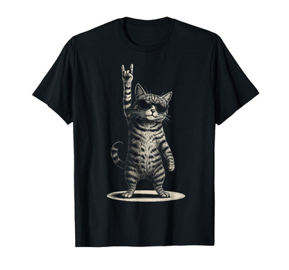 Cat Rock And Roll Kitty Rocking Music Cat T-Shirt - Unique Graphic Unisex - T-Shirt, Sweatshirt, Hoodie