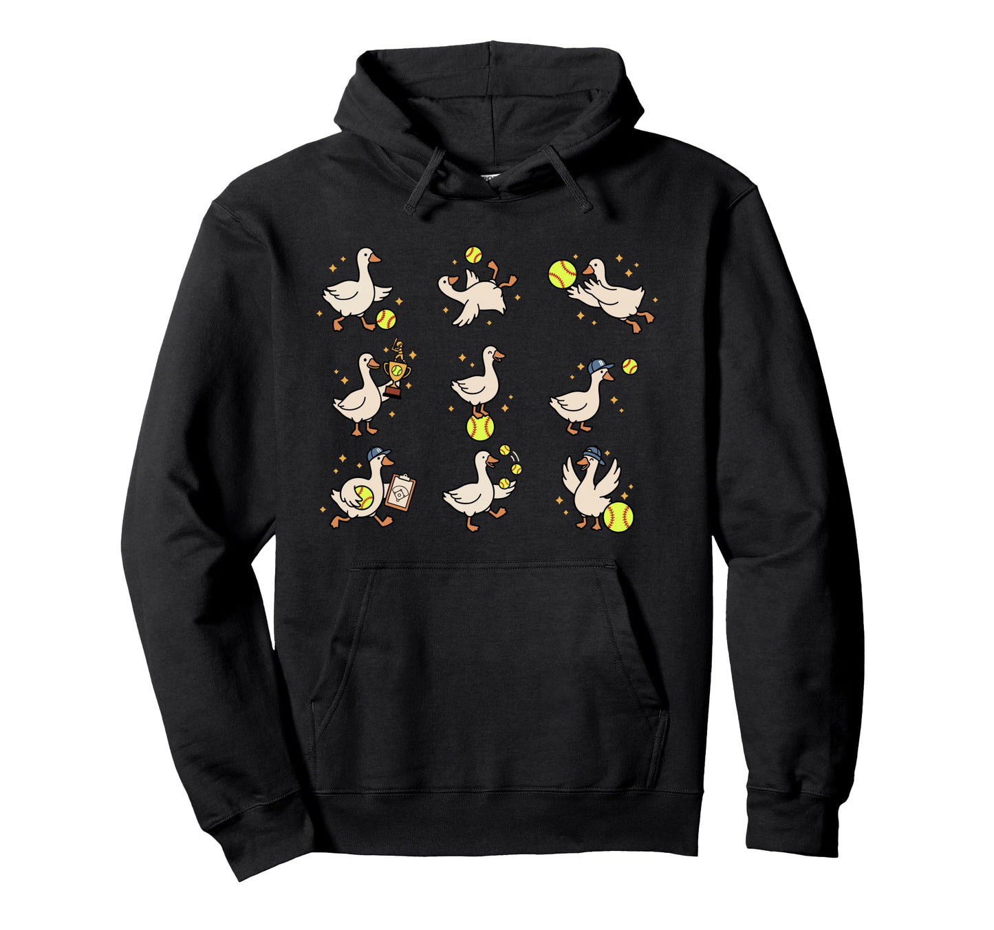 Silly Goose Playing Softball Funny Game Hoodie - Graphic Print for Adults - T-Shirt, Sweatshirt, Hoodie