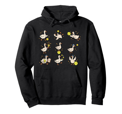 Silly Goose Playing Softball Funny Game Hoodie - Graphic Print for Adults - T-Shirt, Sweatshirt, Hoodie
