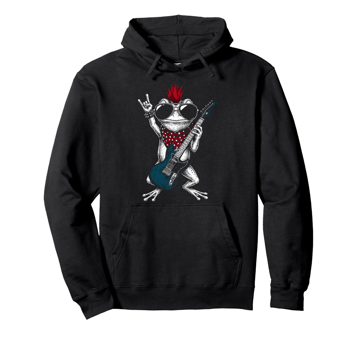 Funny Frog Playing Guitar Usa Hoodie - Minimalist Print Men Women - T-Shirt, Sweatshirt, Hoodie