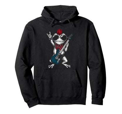 Funny Frog Playing Guitar Usa Hoodie - Minimalist Print Men Women - T-Shirt, Sweatshirt, Hoodie