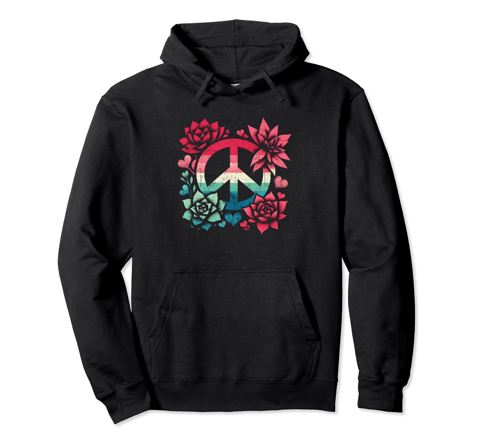 Peace Love And Succulents Peace Symbol Hoodie - Unique Graphic Unisex - T-Shirt, Sweatshirt, Hoodie