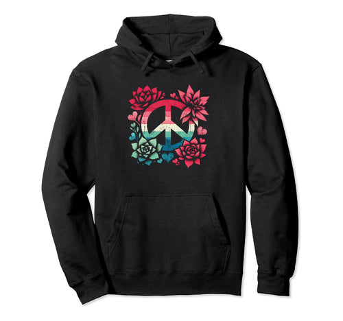 Peace Love And Succulents Peace Symbol Hoodie - Unique Graphic Unisex - T-Shirt, Sweatshirt, Hoodie