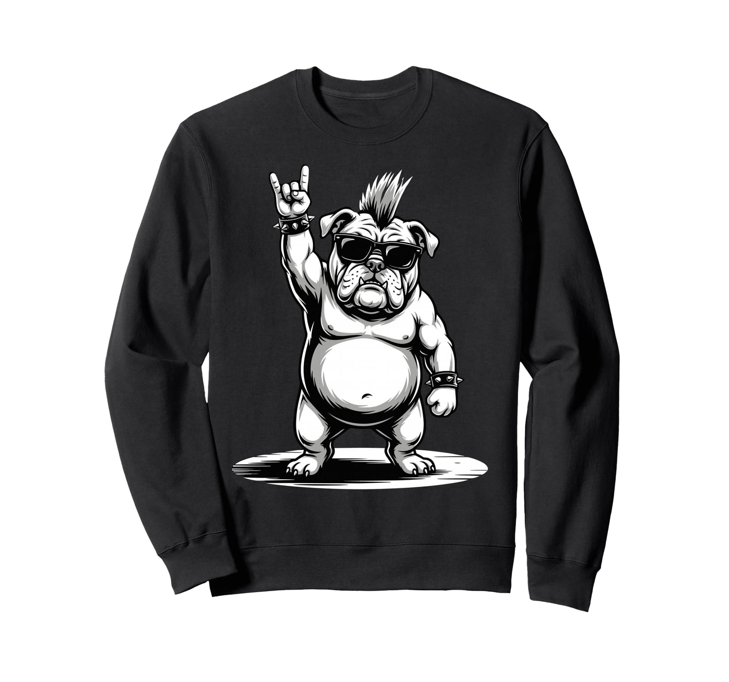 Funny Bulldog Loving Rock And Sweatshirt - Fun Novelty Design for Adults - T-Shirt, Sweatshirt, Hoodie
