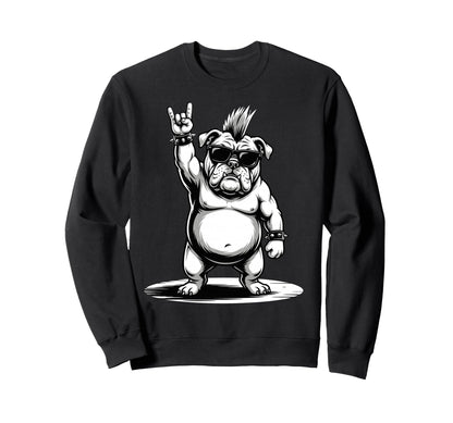 Funny Bulldog Loving Rock And Sweatshirt - Fun Novelty Design for Adults - T-Shirt, Sweatshirt, Hoodie