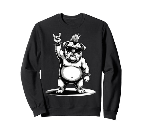 Funny Bulldog Loving Rock And Sweatshirt - Fun Novelty Design for Adults - T-Shirt, Sweatshirt, Hoodie