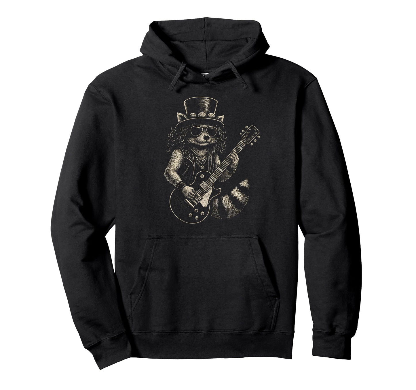 Raccoon Rock Music Hoodie - Minimalist Print Unisex - T-Shirt, Sweatshirt, Hoodie