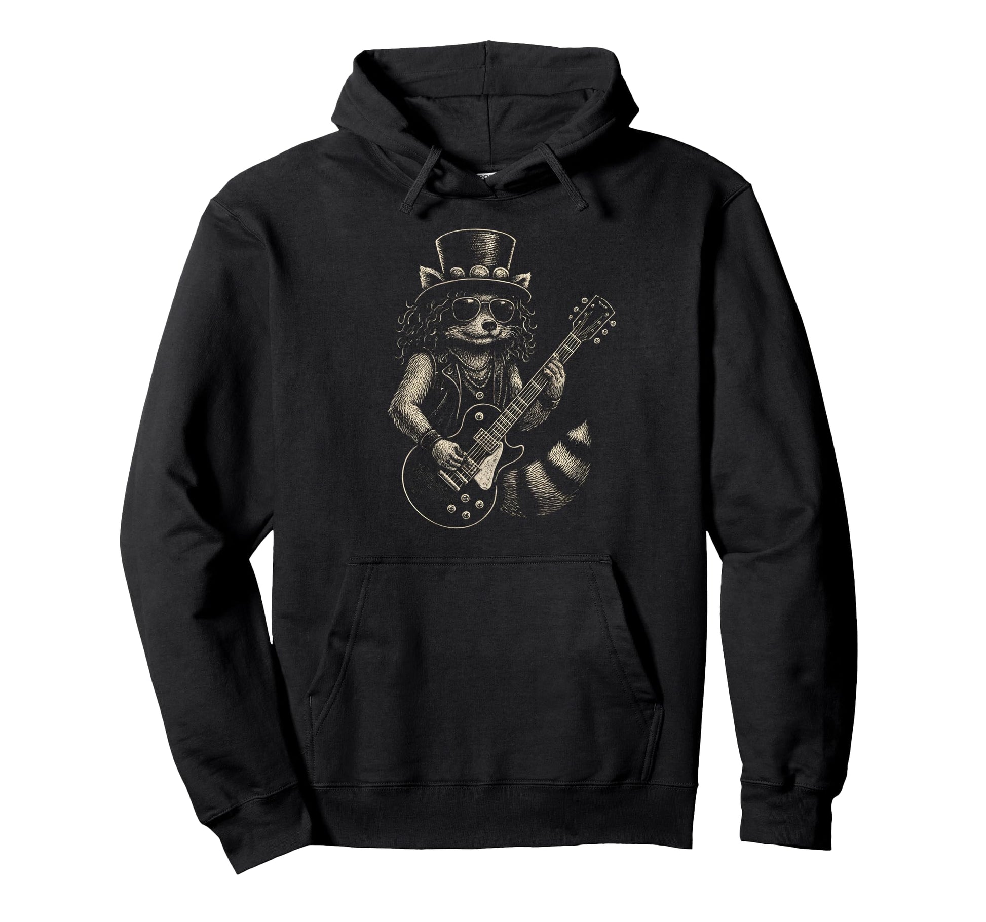 Raccoon Rock Music Hoodie - Minimalist Print Unisex - T-Shirt, Sweatshirt, Hoodie