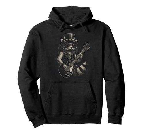 Raccoon Rock Music Hoodie - Minimalist Print Unisex - T-Shirt, Sweatshirt, Hoodie