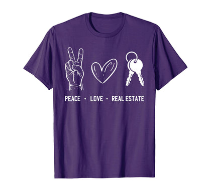 Peace Love Real Estate Realtor Real T-Shirt - Graphic Print Men Women - T-Shirt, Sweatshirt, Hoodie