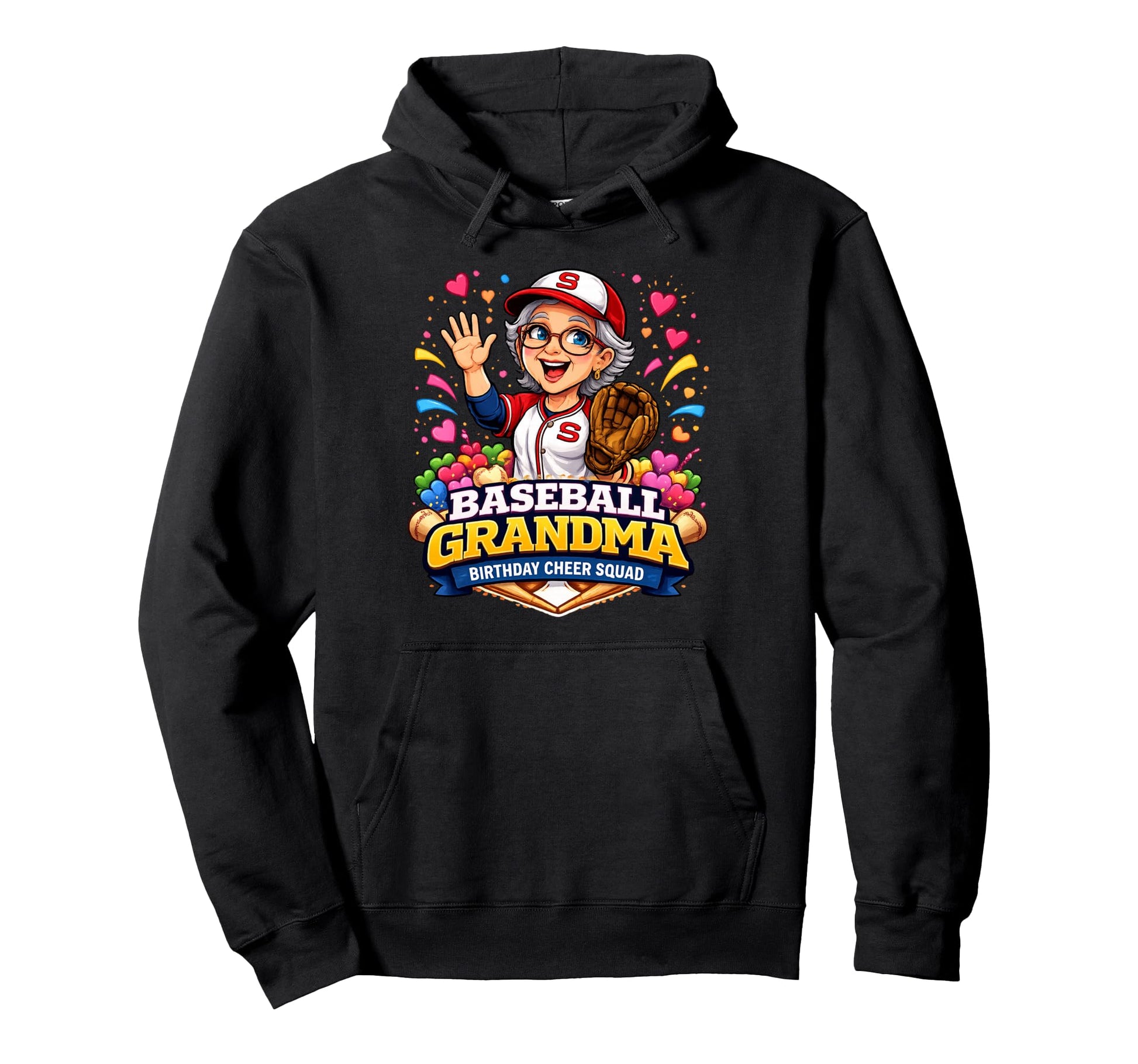 Baseball Grandma Birthday Game Day Hoodie - Trendy Graphic for Adults - T-Shirt, Sweatshirt, Hoodie