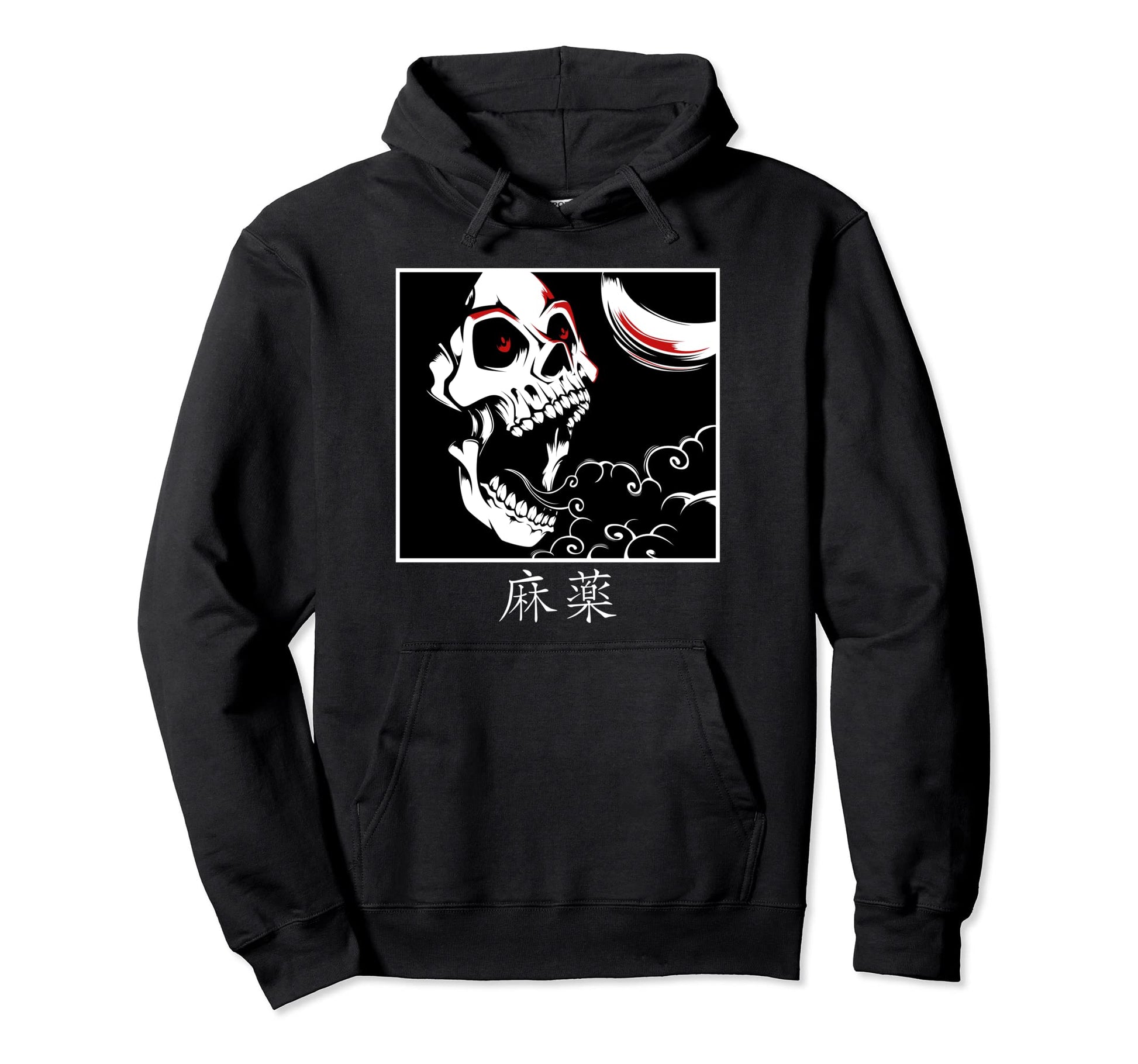 Minimalist Japanese Skull Vaporwave Hoodie - Aesthetic Graphic Men Women - T-Shirt, Sweatshirt, Hoodie