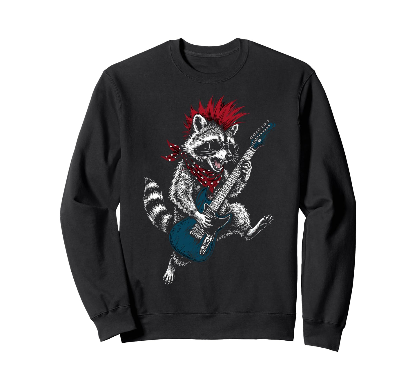 Funny Raccoon Playing Guitar Usa Sweatshirt - Custom Art Print for Adults - T-Shirt, Sweatshirt, Hoodie