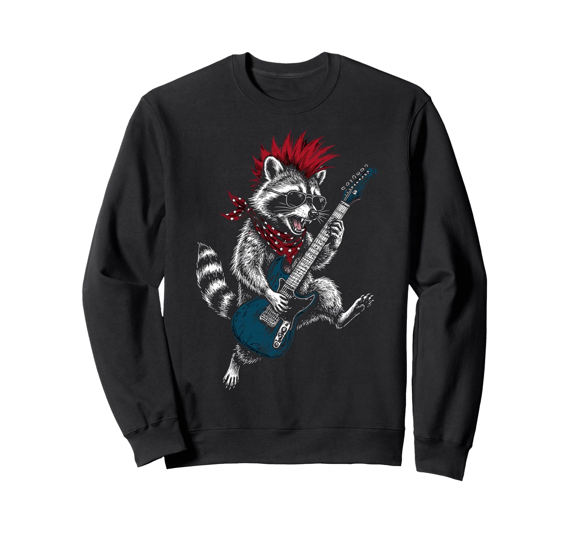 Funny Raccoon Playing Guitar Usa Sweatshirt - Custom Art Print for Adults - T-Shirt, Sweatshirt, Hoodie