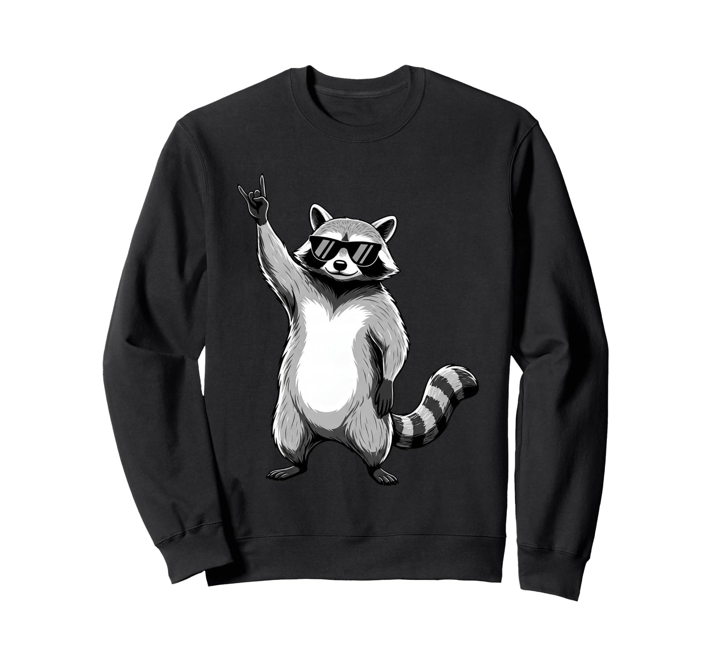 Raccoon Rocking Out Music Gift Animal Sweatshirt - Trendy Graphic Unisex - T-Shirt, Sweatshirt, Hoodie