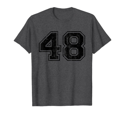 Number 48 Varsity Distressed Sport Team T-Shirt - Unique Graphic Unisex - T-Shirt, Sweatshirt, Hoodie