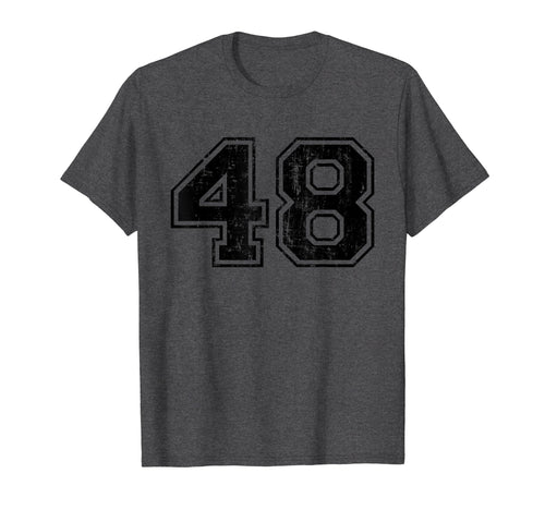 Number 48 Varsity Distressed Sport Team T-Shirt - Unique Graphic Unisex - T-Shirt, Sweatshirt, Hoodie