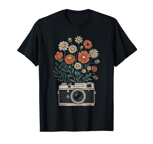 Camera Photography Art Floral T-Shirt - Graphic Print for Adults - T-Shirt, Sweatshirt, Hoodie