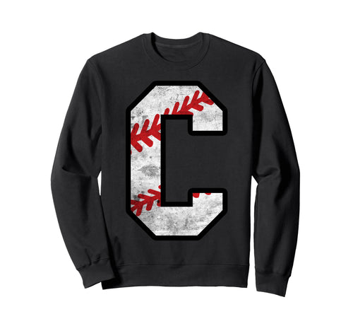 Distressed Baseball Letter C Sweatshirt - Custom Art Print Men Women - T-Shirt, Sweatshirt, Hoodie