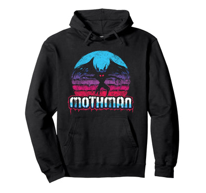 Sunset Mothman Vaporwave Synthwave Hoodie - Fun Novelty Design Men Women - T-Shirt, Sweatshirt, Hoodie