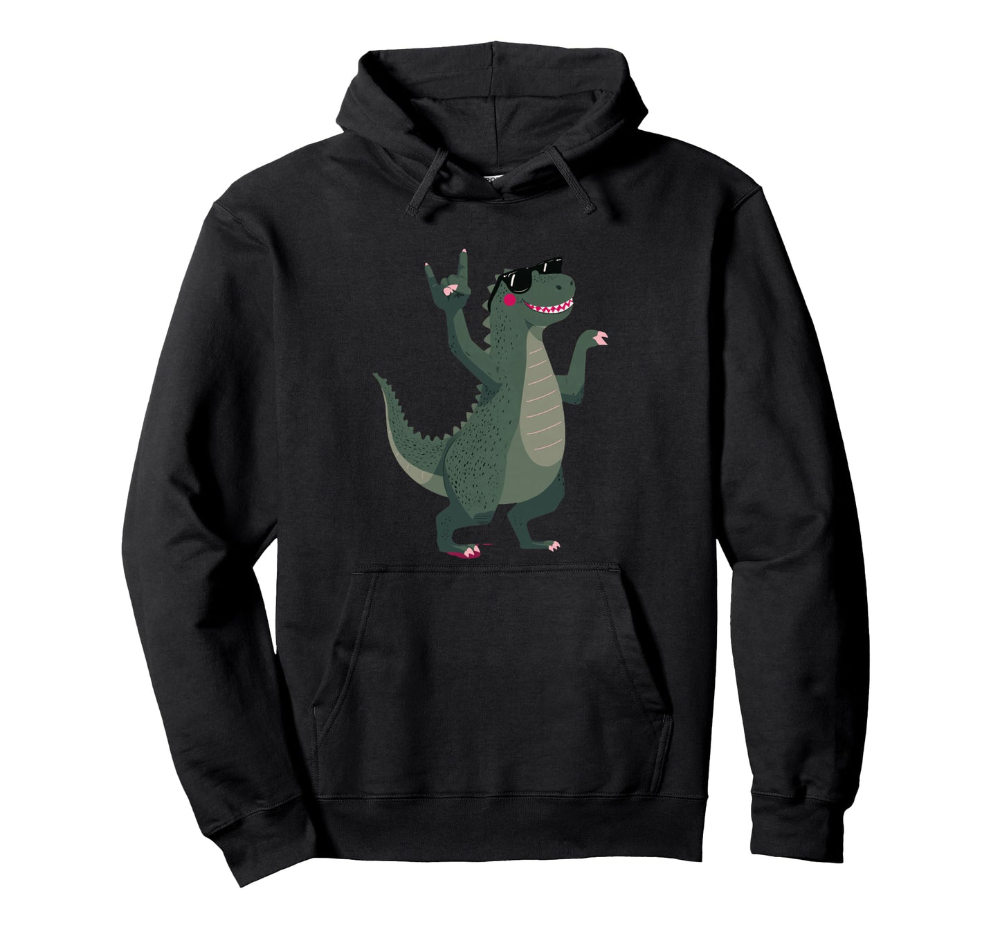 Dinosaur T Rex Rock Hand Sign Punk Hoodie - Streetwear Style for Adults - T-Shirt, Sweatshirt, Hoodie