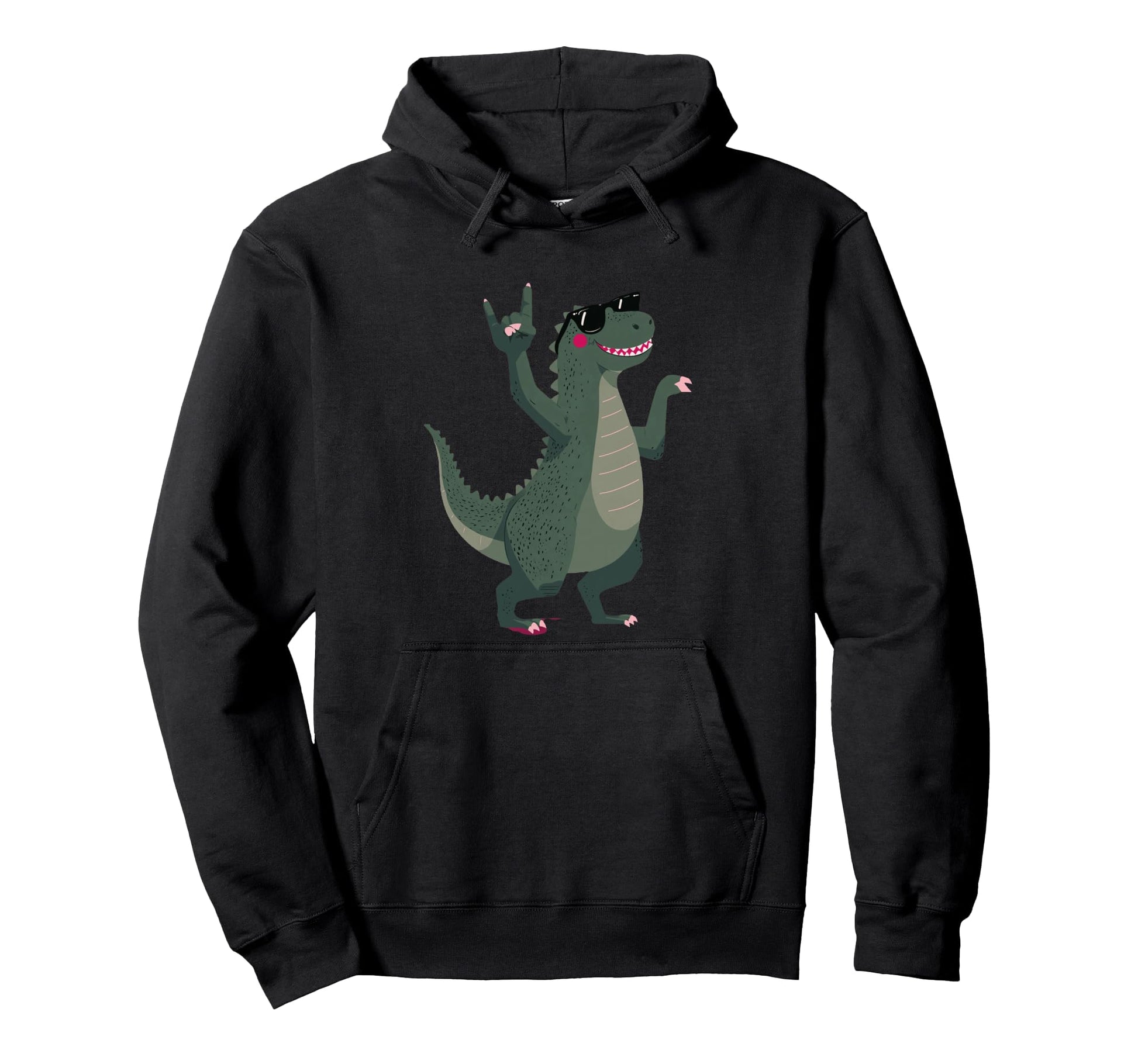 Dinosaur T Rex Rock Hand Sign Punk Hoodie - Streetwear Style for Adults - T-Shirt, Sweatshirt, Hoodie