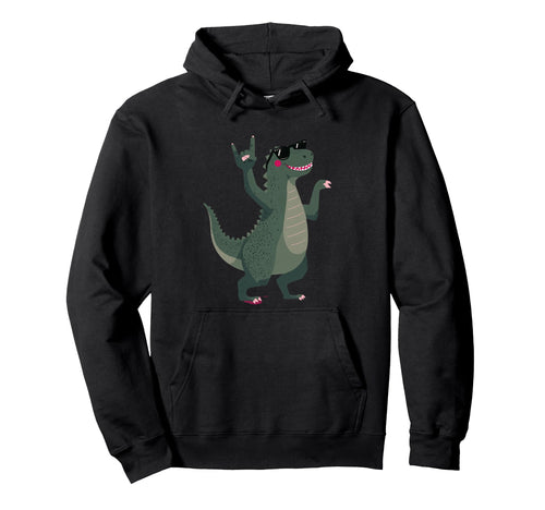 Dinosaur T Rex Rock Hand Sign Punk Hoodie - Streetwear Style for Adults - T-Shirt, Sweatshirt, Hoodie