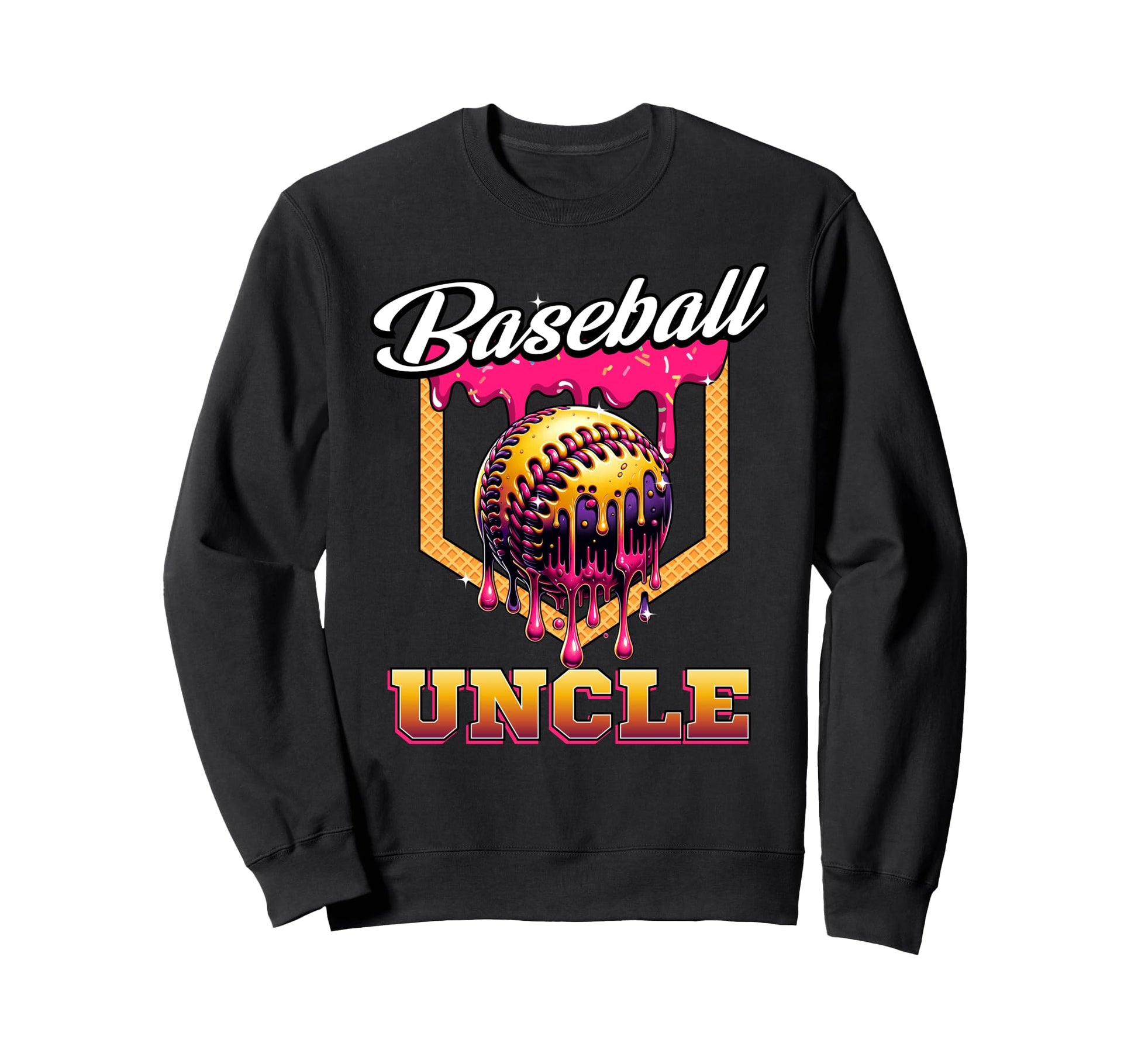 Baseball Uncle Ice Cream Drip Home Sweatshirt - Graphic Print for Adults - T-Shirt, Sweatshirt, Hoodie