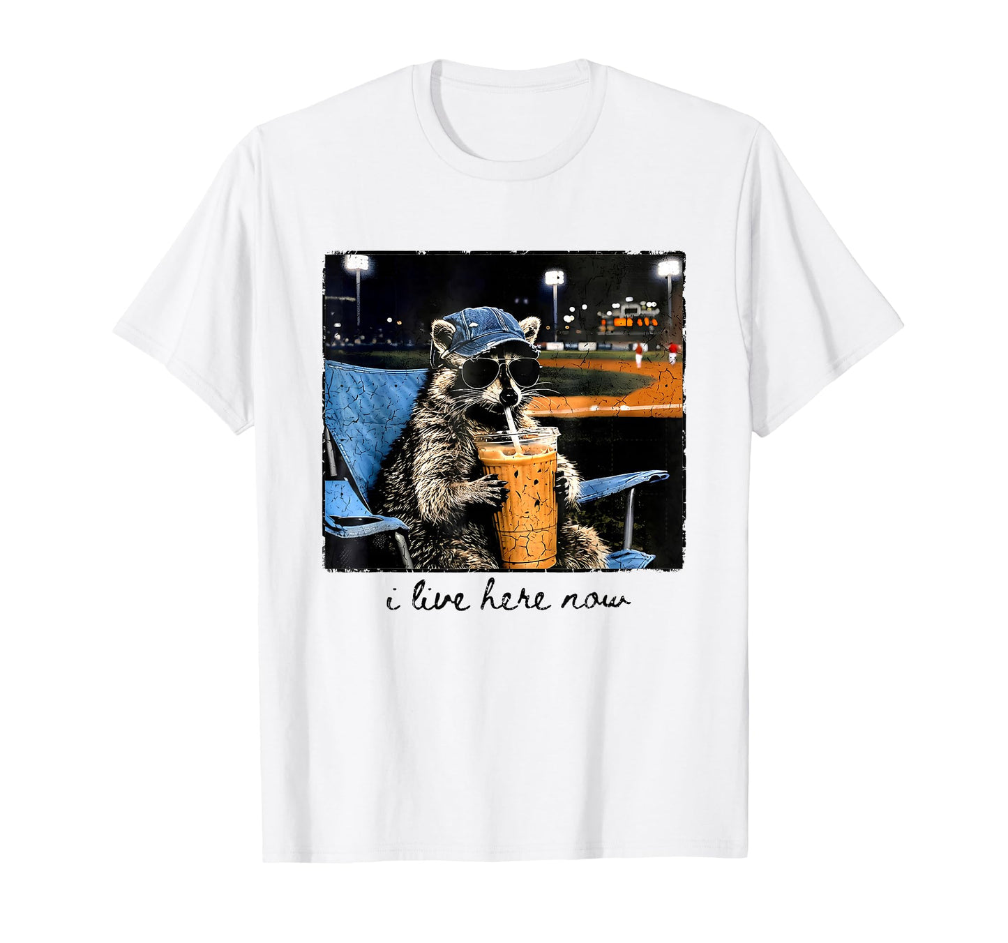 I Live Here Now Baseball Raccoon Meme T-Shirt - Trendy Graphic Men Women - T-Shirt, Sweatshirt, Hoodie